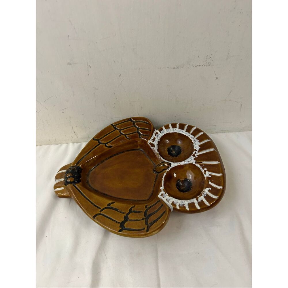 1981 Owl dish‎ 11"x8" Brown vintage ashtray?